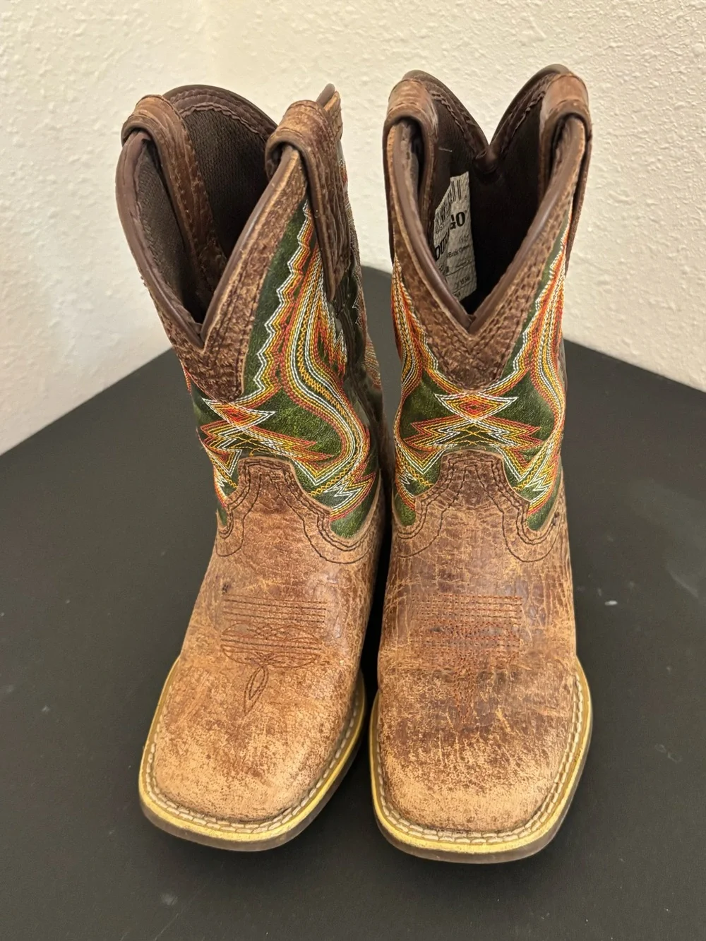 Durango Brown and Green Boys Cowboy Boots